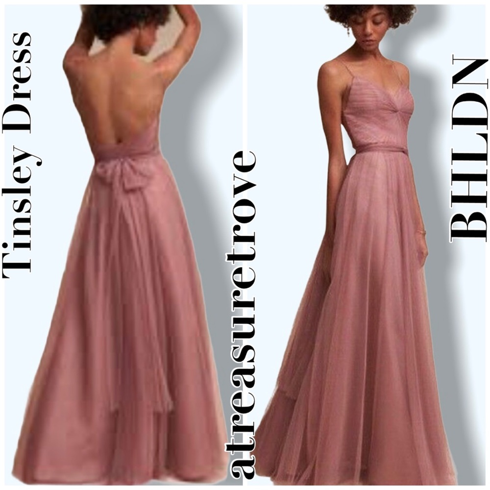 Watters x BHLDN Tinsley 2 XS Pink Rose Tulle Maxi Formal Bridesmaid Prom Gown